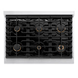 ZLINE 36 in. Paramount Gas Rangetop with 6 Brass Burners and Porcelain Cooktop in DuraSnow' Stainless Steel (SRTS-BR-36)