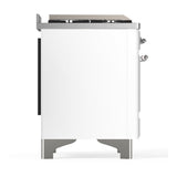 ILVE UM48FQNR3WHC Majestic III 48 inch Dual Fuel Range with 8 Burners and Griddle, Dual Function Burner up to 25,000 BTU (Natural Gas, Solid Door, White, Chrome)