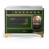 ILVE UMIB48NR3EGG Majestic III 48 inch Induction Range with 6 Elements, 5.02 cu. ft. Total Oven Capacity (Triple Glass Door, Emerald Green, Brass)