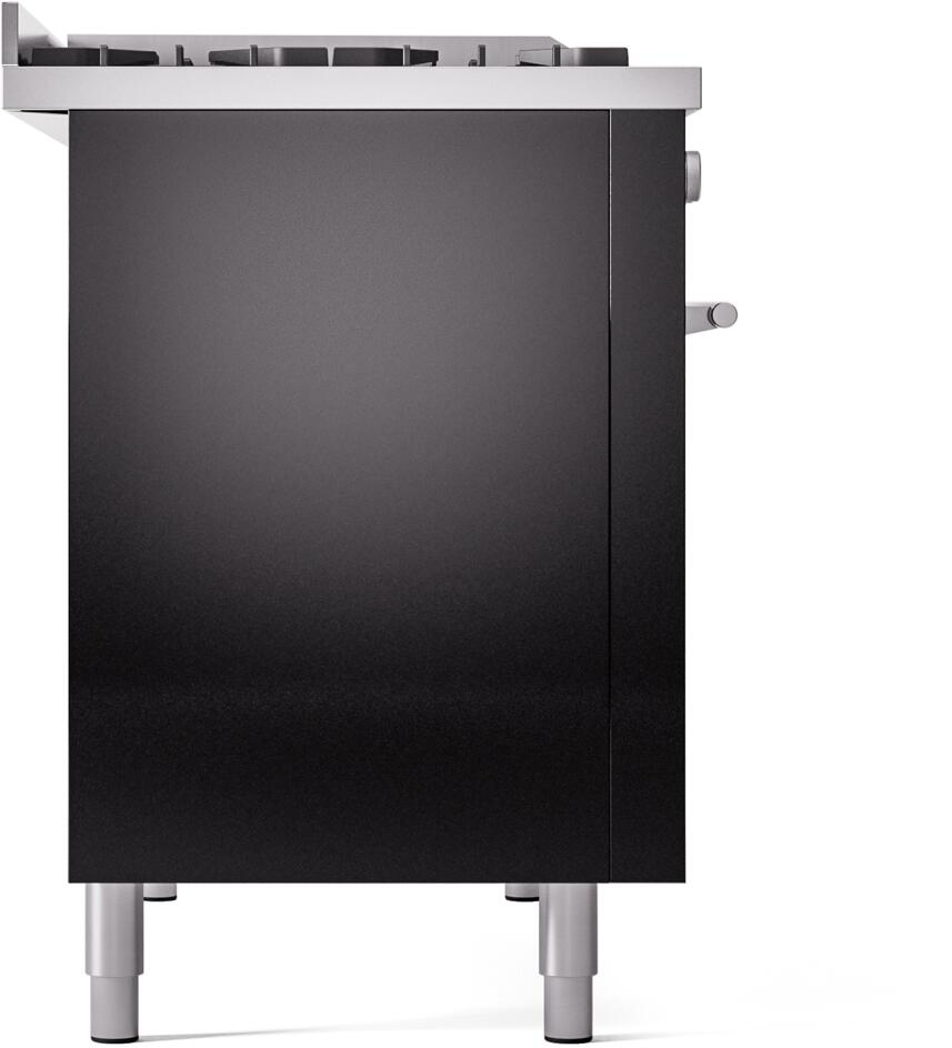 Professional Plus II 48 Inch Dual Fuel Liquid Propane Freestanding Range in Glossy Black with Trim
