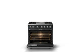 36"W. Dual Fuel Range (Burner: 4g, Finish: Antique Bronze, Trim: Polished Chrome, Fuel: Natural Gas)