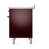ILVE UNDI406QNMPBUG Nostalgie II Noblesse 40 inch Induction Range (Solid Door, Burgundy, Brass)