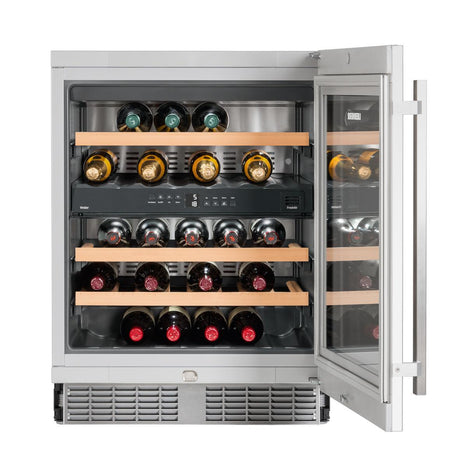 Undercounter Wine Cabinet, 24", Lock, 2 Zone, Reversible Door