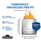 Timberwolf Smokeless Fire Pit 18-inch, Stainless Steel , Wood, Stainless Steel