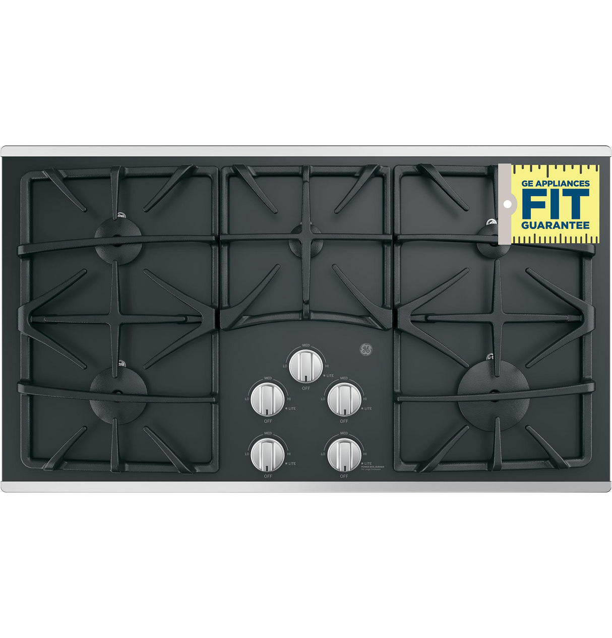 GE® 36" Built-In Gas on Glass Cooktop with 5 Burners and Dishwasher Safe Grates
