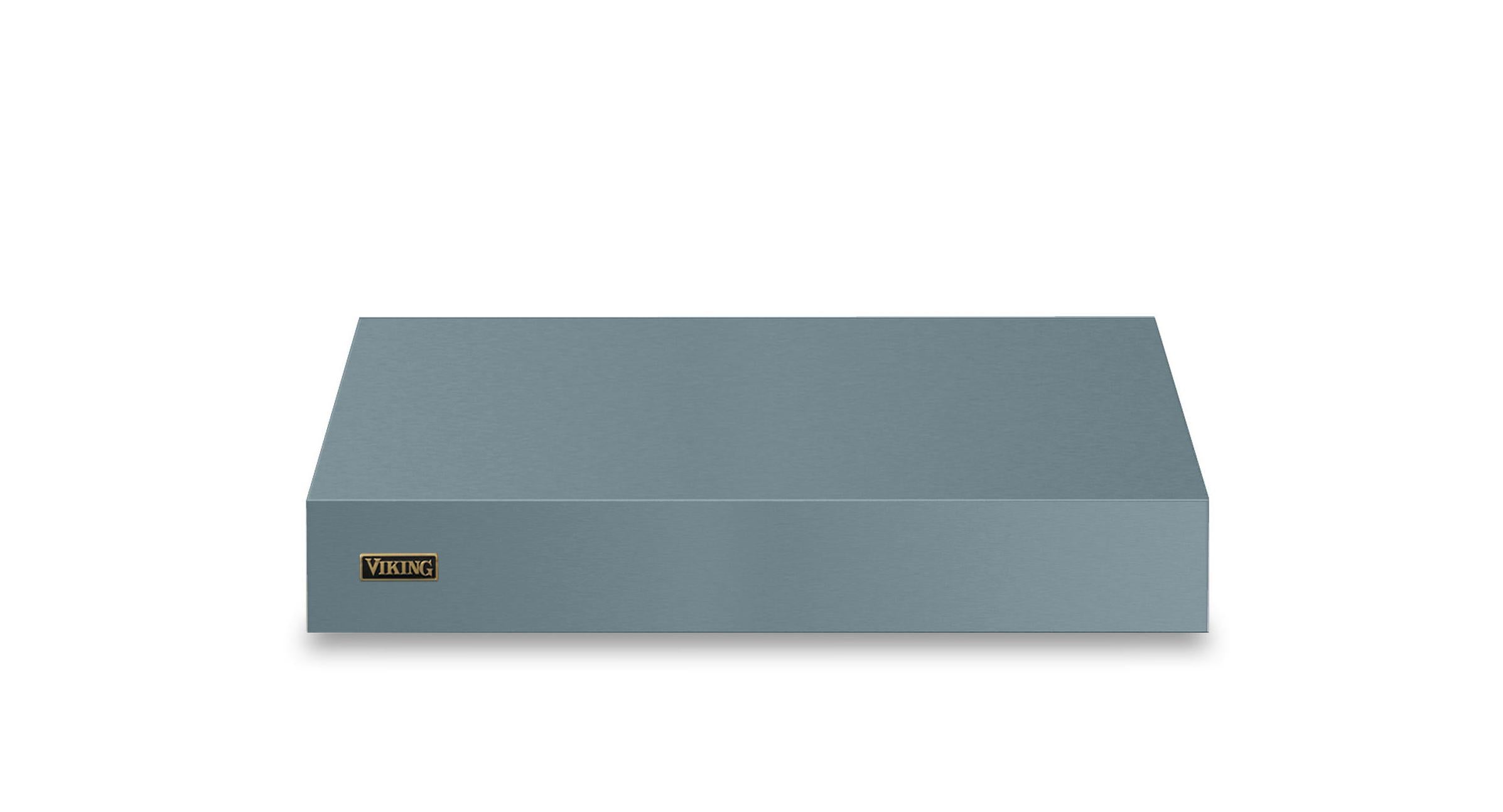 36"W. 12"H. Wall Hood + Ventilator (Finish: November Sky, Trim: Brushed Brass)