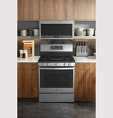 GE Profile™ 30" Free-Standing Self Clean Dual-Fuel Fingerprint Resistant Range with Storage Drawer