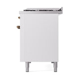 ILVE UN48FQNMPWHB Nostalgie II Noblesse 48 inch Dual Fuel Range (8 Sealed Burners + Griddle, Natural Gas, Solid Door, White, Burnished)