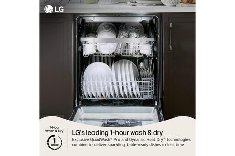 Smart FlushFit™ Top Control Dishwasher with 1-Hour Wash & Dry, QuadWash® Pro, TrueSteam® and Dynamic Heat Dry™ w/AutoVent Dry™