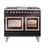 ILVE UND40FNMPBKP Nostalgie II Noblesse 40 inch Dual Fuel Range (Natural Gas, Triple Glass Door, Glossy Black, Copper)