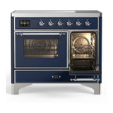 ILVE UMDIB40NR3MBC Majestic III 40 inch Induction Range with 6 Elements, 3.82 cu. ft. Total Oven Capacity (Triple Glass Door, Midnight Blue, Chrome)