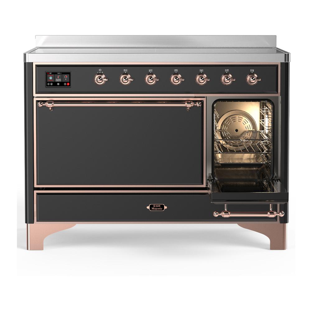 ILVE UMIB48QNR3MGP Majestic III 48 inch Induction Range with 6 Elements, 5.02 cu. ft. Total Oven Capacity (Solid Door, Graphite Matte, Copper)