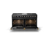 60"W.Dual Fuel Range (Finish: Onyx, Trim: Brushed Brass, Fuel: Propane)