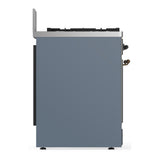 ILVE UM30NR3BGB Majestic III 30 inch Dual Fuel Range with 5 Black Brass Burners, Dual Function Burner up to 25,000 BTU (Natural Gas, Triple Glass Door, Blue Grey, Burnished)