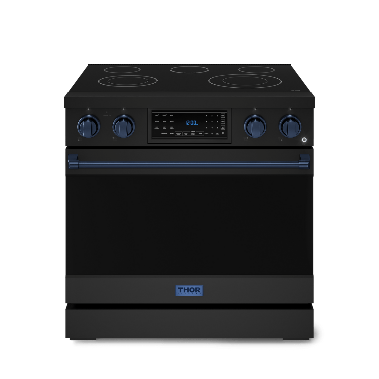 36 Inch Professional Electric Range With Tilt Panel Touch Control In Black/navy Blue  Gordon Ramsay Series