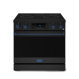 36 Inch Professional Electric Range With Tilt Panel Touch Control In Black/navy Blue  Gordon Ramsay Series