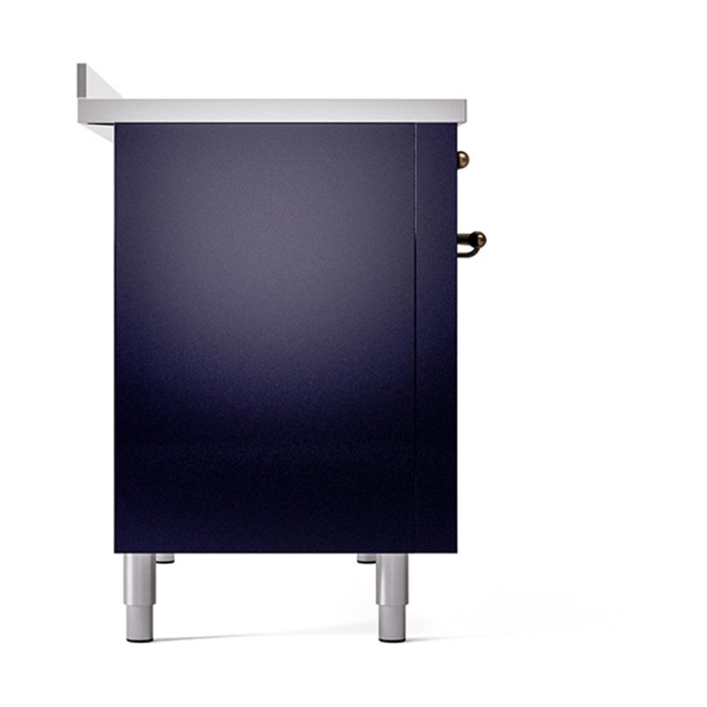 ILVE UNI486QNMPMBB Nostalgie II Noblesse 48 inch Induction Range (Solid Door, Midnight Blue, Burnished)