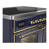 ILVE UMDIB40NR3MBG Majestic III 40 inch Induction Range with 6 Elements, 3.82 cu. ft. Total Oven Capacity (Triple Glass Door, Midnight Blue, Brass)
