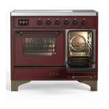 ILVE UMDIB40NR3BUB Majestic III 40 inch Induction Range with 6 Elements, 3.82 cu. ft. Total Oven Capacity (Triple Glass Door, Burgundy, Burnished)