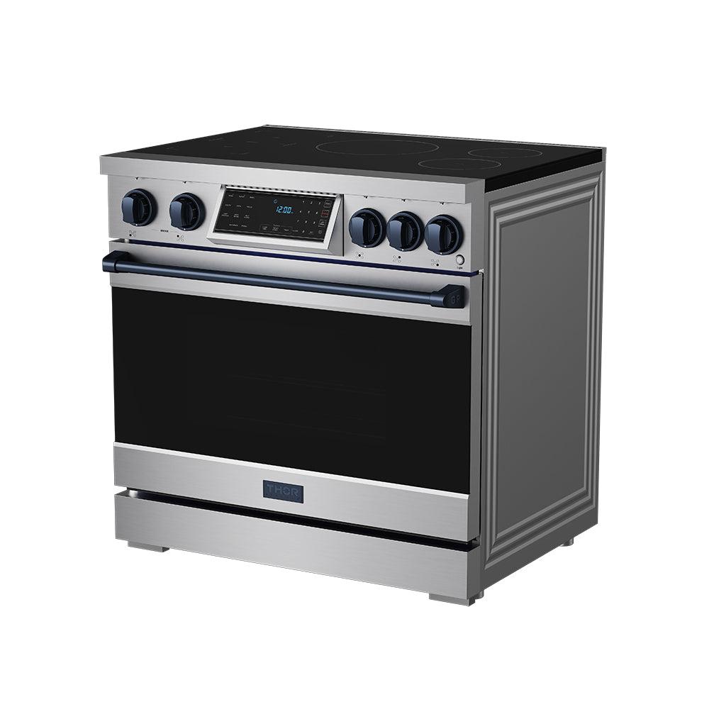 36 Inch Professional Induction Range With Tilt Panel Touch Control In Stainless Steel and Blue  Gordon Ramsay Series