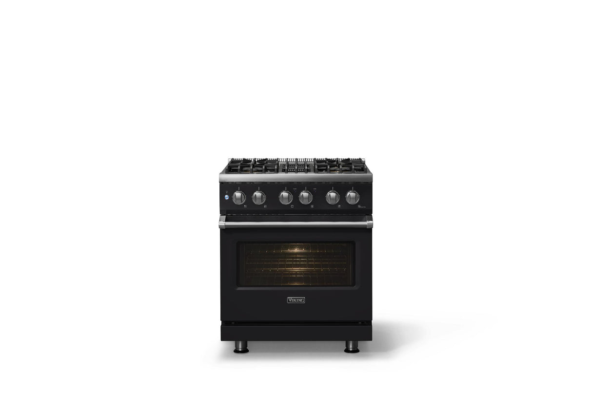 30"W. Dual Fuel Range (Finish: Onyx, Trim: Polished Chrome, Fuel: Natural Gas)