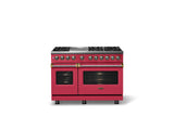 48"W. Dual Fuel Range (Burner: 6g, Finish: Valentine, Trim: Polished Chrome, Fuel: Propane)