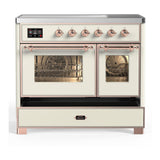 ILVE UMDIB40NR3AWP Majestic III 40 inch Induction Range with 6 Elements, 3.82 cu. ft. Total Oven Capacity (Triple Glass Door, Antique White, Copper)