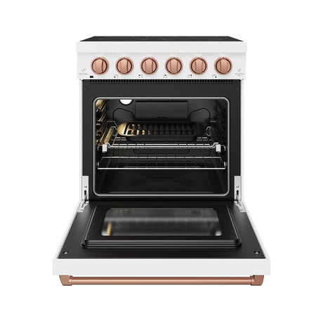 30 Inch Professional Electric Range With Precision Knob Control In White/rose Gold  Gordon Ramsay Series