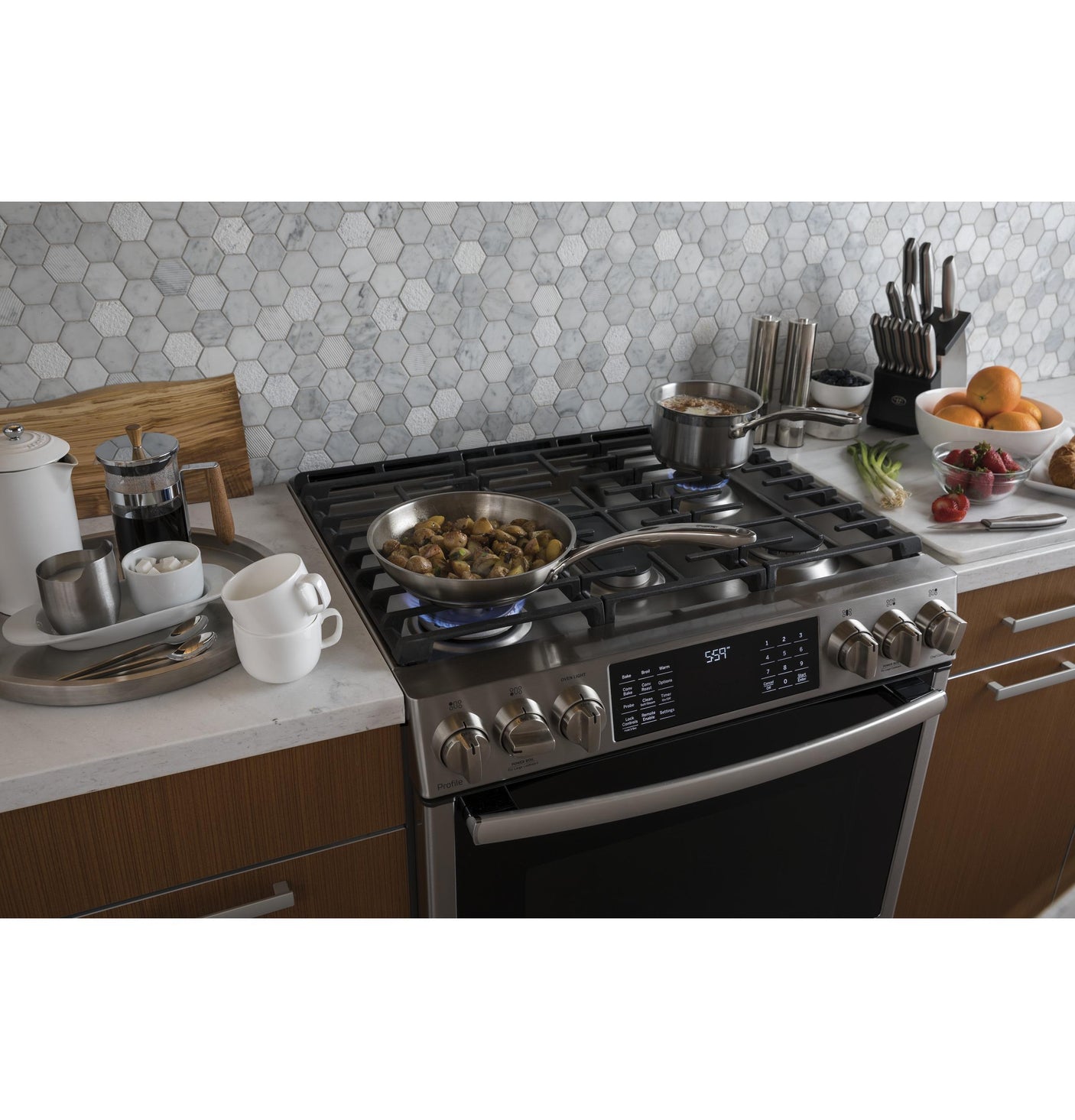 GE Profile™ 30" Smart Dual Fuel Slide-In Front-Control Range