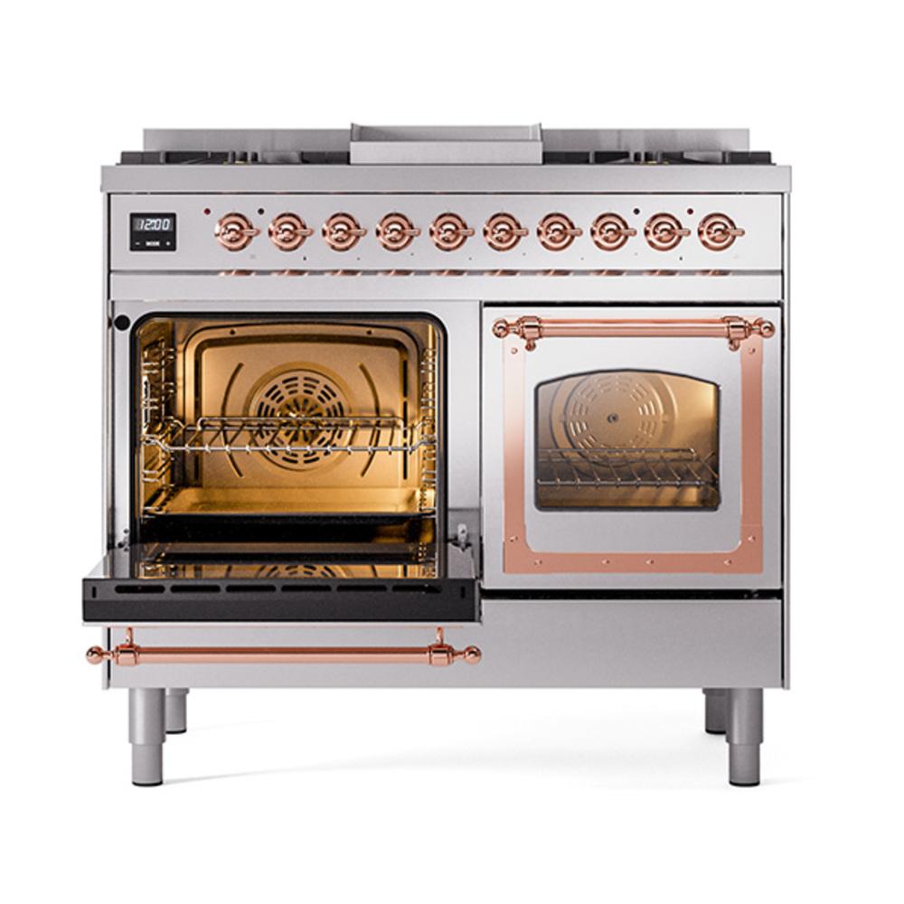 ILVE UND40FNMPSSPLP Nostalgie II Noblesse 40 inch Dual Fuel Range (Liquid Propane, Triple Glass Door, Stainless Steel, Copper)