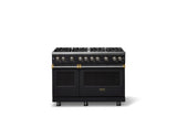 48"W. Sealed Burner Gas Range (Burner: 8b, Finish: Onyx, Trim: Brushed Brass, Fuel: Natural Gas)