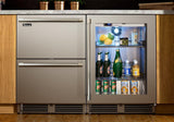 24" Signature Series Indoor Refrigerator with stainless steel glass door, hinge left, with lock