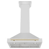 ZLINE 30 in. Autograph Edition Convertible Stainless Steel Range Hood with Stainless Steel Shell and Champagne Bronze Accents (KB4STZ-30-CB) [Color: Gold Accents]