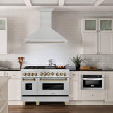 48 in. ZLINE Autograph Edition DuraSnow Stainless Steel Range Hood with DuraSnow Stainless Steel Shell (8654SNZ-48) [Color: Gold]