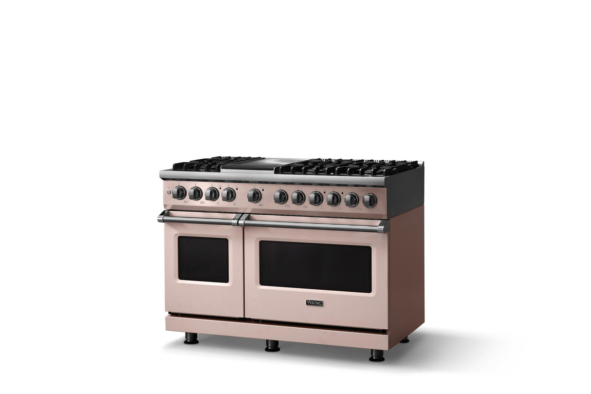 48"W. Dual Fuel Range (Burner: 6g, Finish: Blush, Trim: Polished Chrome, Fuel: Natural Gas)
