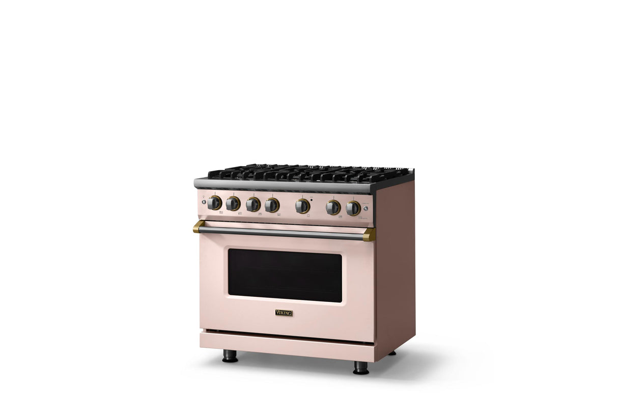 36"W. Sealed Burner Gas Range (Burner: 6b, Finish: Blush, Trim: Polished Chrome, Fuel: Propane)