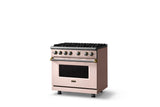 36"W. Sealed Burner Gas Range (Burner: 6b, Finish: Blush, Trim: Brushed Brass, Fuel: Propane)