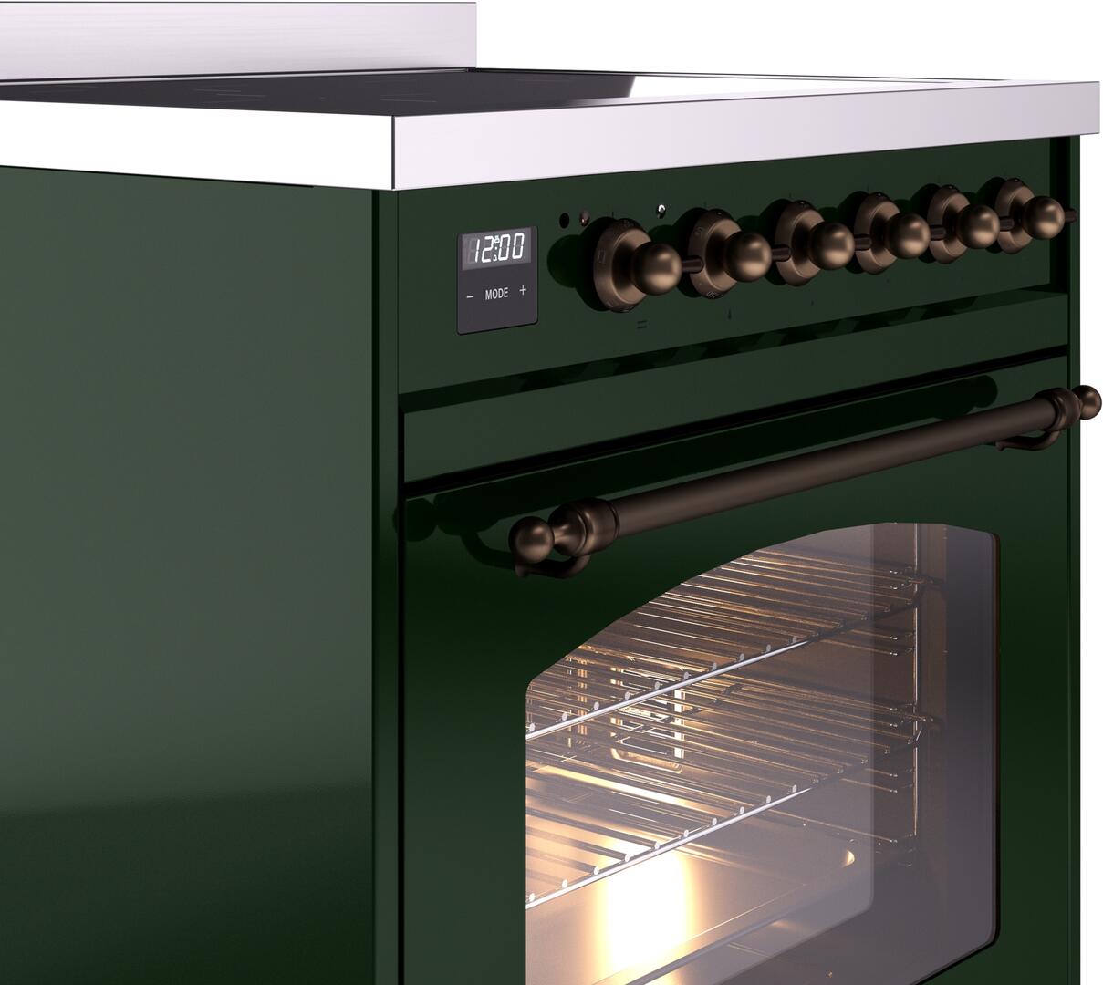 Nostalgie II 30 Inch Electric Freestanding Range in Emerald Green with Bronze Trim