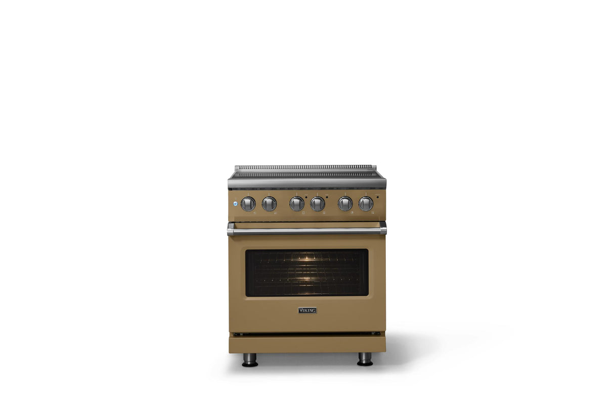 30"W. Electric Range (Finish: Golden Hour, Trim: Polished Chrome)