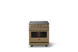 30"W. Electric Range (Finish: Golden Hour, Trim: Polished Chrome)