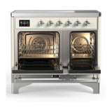 ILVE UMDIB40QNR3AWC Majestic III 40 inch Induction Range with 6 Elements, 3.82 cu. ft. Total Oven Capacity (Solid Door, Antique White, Chrome)