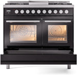 Professional Plus II 40 Inch Dual Fuel Natural Gas Freestanding Range in Glossy Black with Trim