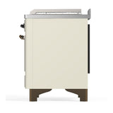 ILVE UM48FSQNR3AWB Majestic III 48 inch Dual Fuel Range with 5 Black Brass Burners, Griddle and French Top, Dual Function Burner up to 25,000 BTU (Natural Gas, Solid Door, Antique White, Burnished)