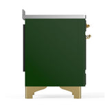ILVE UMIB48QNR3EGG Majestic III 48 inch Induction Range with 6 Elements, 5.02 cu. ft. Total Oven Capacity (Solid Door, Emerald Green, Brass)