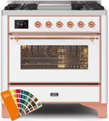 Majestic II 36 Inch Dual Fuel Liquid Propane Freestanding Range in Custom RAL Color with Copper Trim