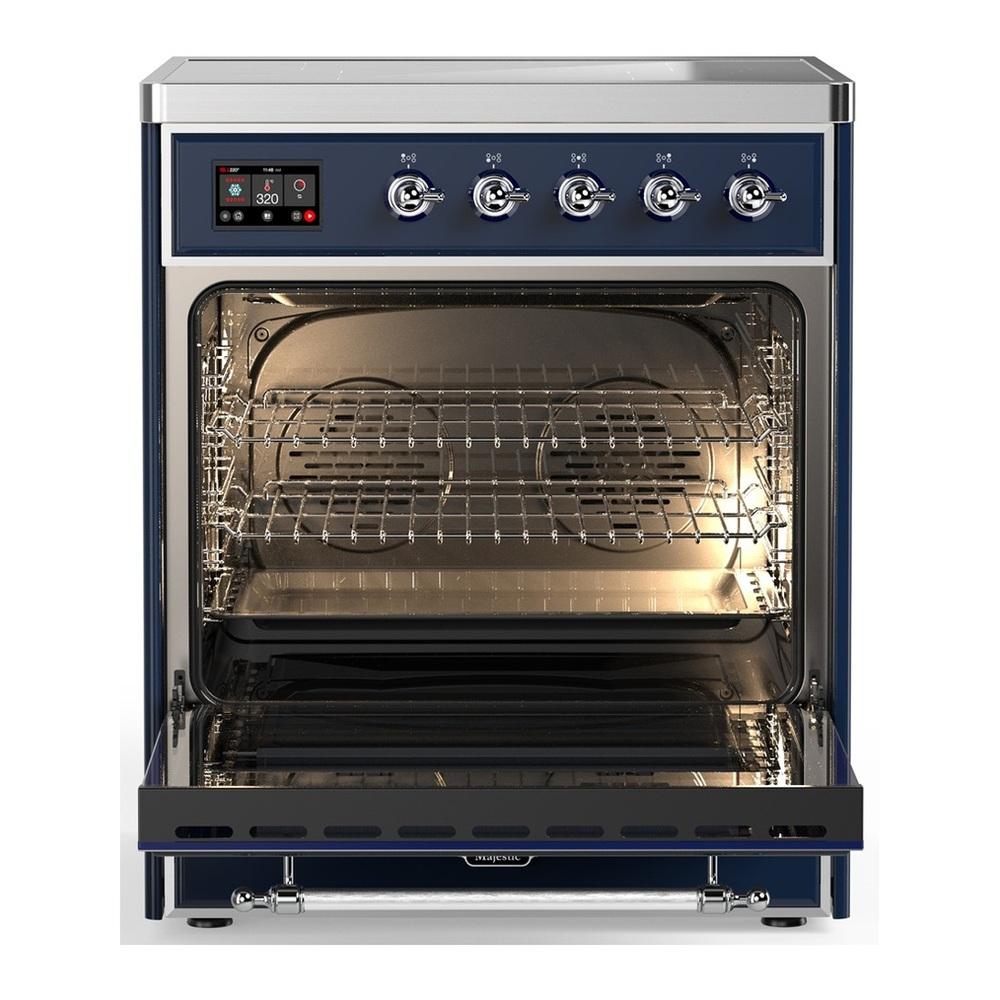 ILVE UMIB30NR3MBC Majestic III 30 inch Induction Range with 4 Elements, 4 cu. ft. Oven Capacity (Triple Glass Door, Midnight Blue, Chrome)