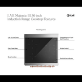 ILVE UMIB30NR3BUP Majestic III 30 inch Induction Range with 4 Elements, 4 cu. ft. Oven Capacity (Triple Glass Door, Burgundy, Copper)