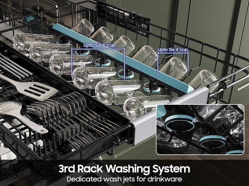 38 dBA Bespoke Smart Dishwasher with 3rd Rack Washing System in Fingerprint Resistant Matte Black Steel