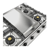 ILVE UHCP965FNSSB Nostalgie II 36 inch Built-In Gas Cooktop with Griddle, in Stainless Steel (Natural Gas, Burnished)
