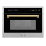 ZLINE Autograph Edition 24" 1.6 cu ft. Built-in Convection Microwave Oven in Stainless Steel and Polished Gold Accents (MWOZ-24-G)
